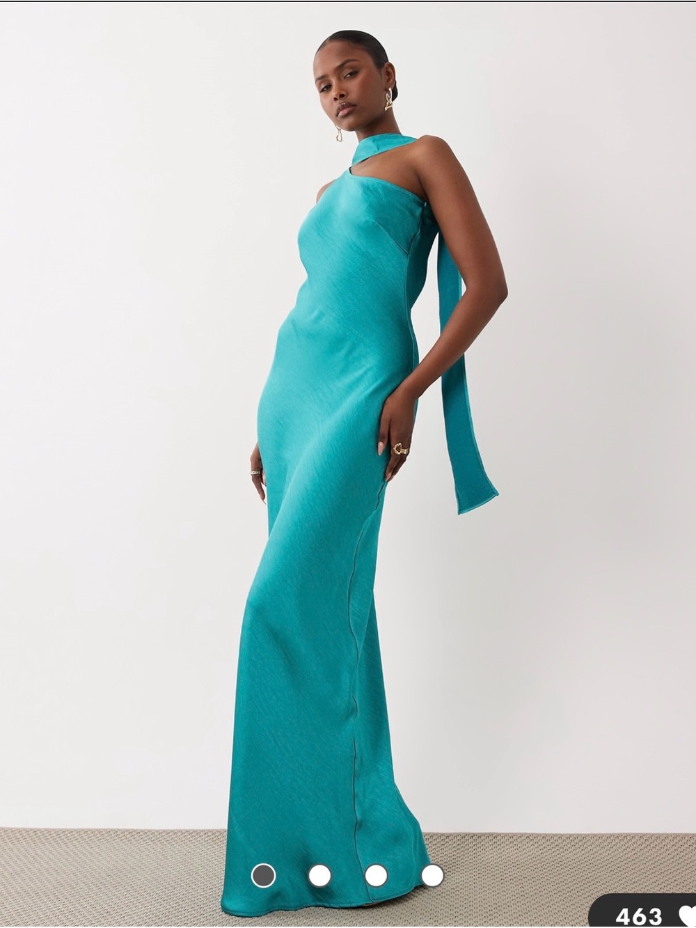 ASOS Teal One-Shoulder Draped Gown